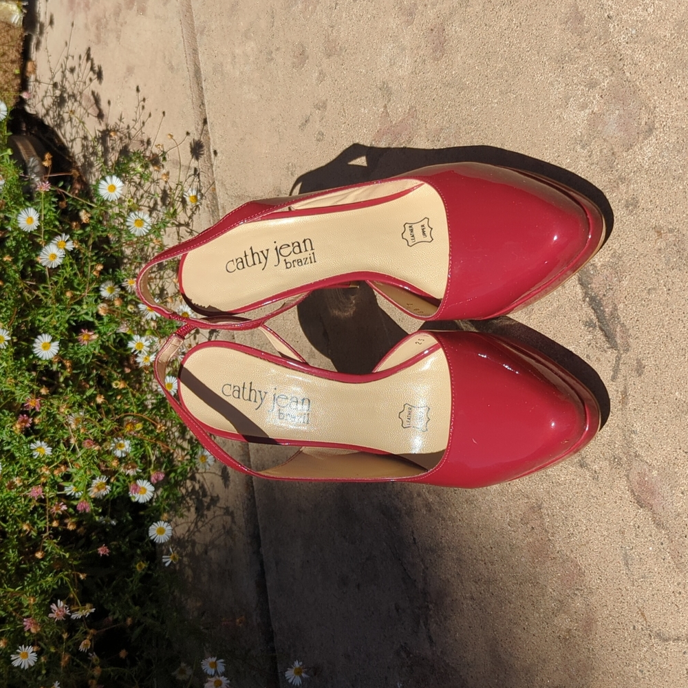 Red slingback high heel